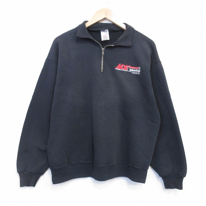 古着通販 L☆古着 ジャージーズ 長袖 ハーフジップ スウェット メンズ