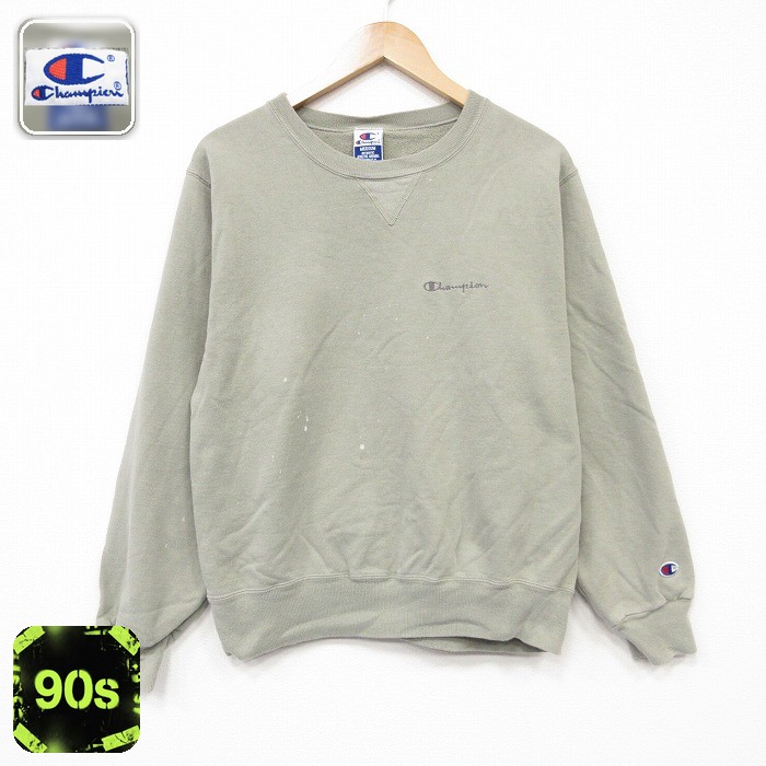 チャンピオン 90s 長袖スウェット ワンポイントロゴ カーキ メンズM相当 | 古着