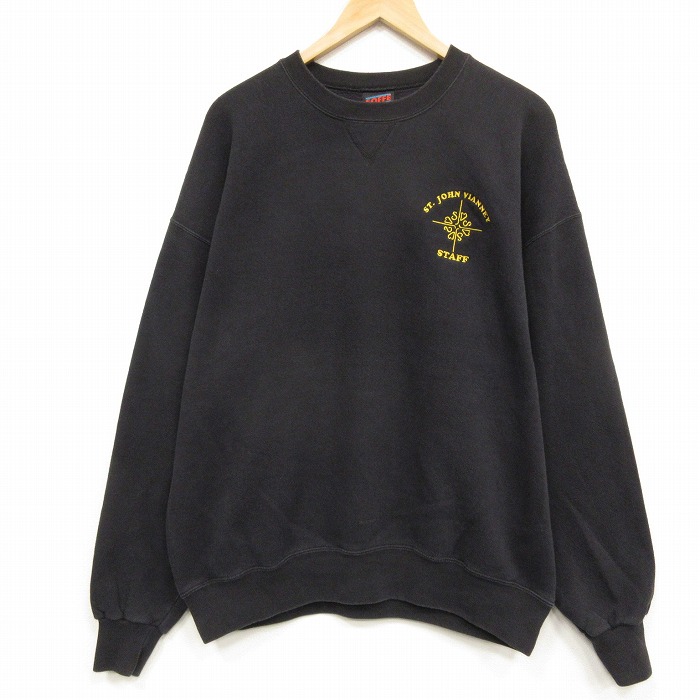 90s 長袖スウェット スタッフ ブラック メンズXL相当 | 古着