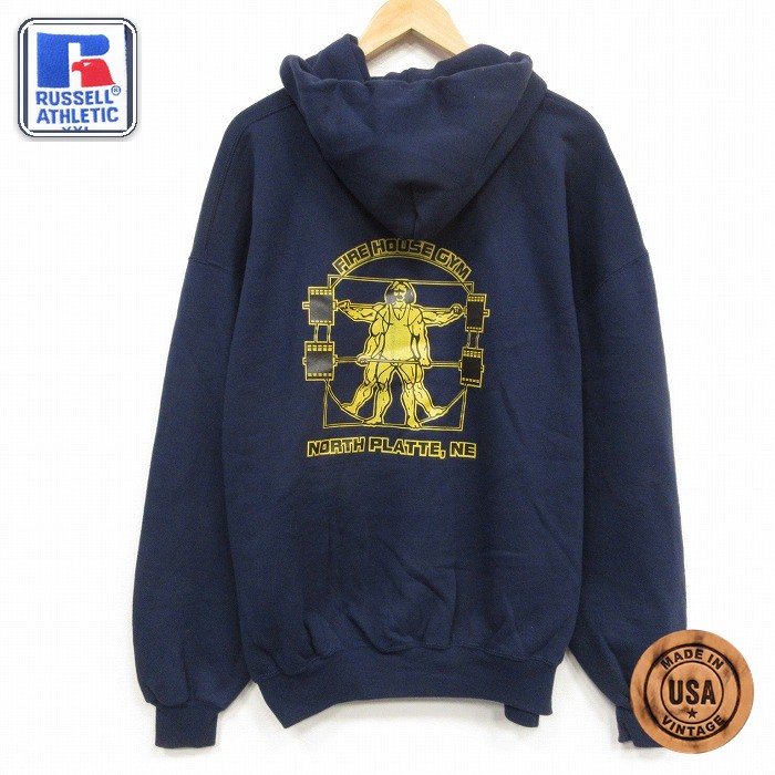 ラッセル 90s フルジップスウェット ジム ネイビー メンズXL相当 | 古着