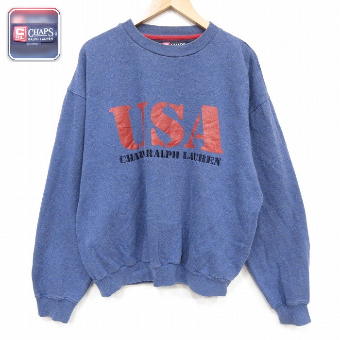 ラルフローレン 長袖スウェット USAロゴ ネイビー メンズXL相当 | 古着