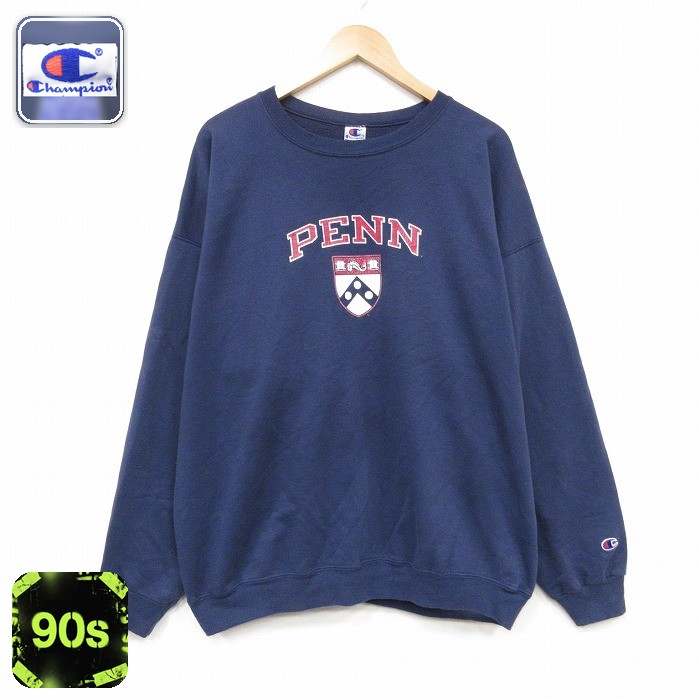 チャンピオン 90s 長袖スウェット ペンシルベニア ネイビー メンズXL相当 | 古着