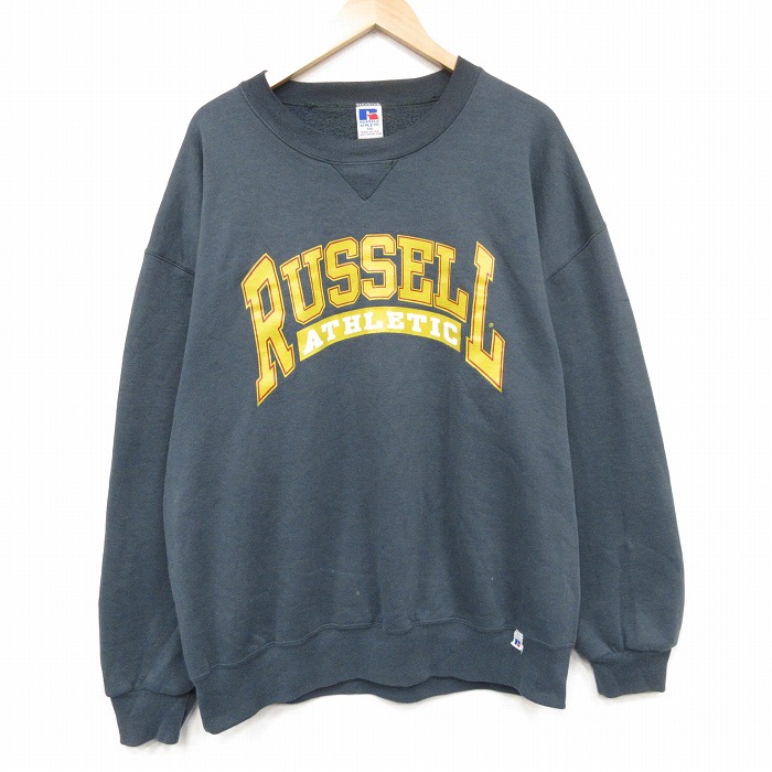 ラッセル 90s 長袖スウェット ビッグロゴ グリーン メンズXL相当 | 古着