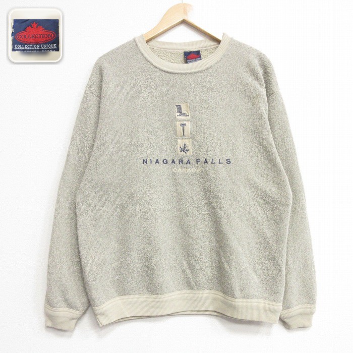 90s 長袖スウェット ナイアガラ刺繍 グレー メンズL相当 | 古着