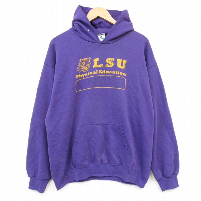 古着通販 L☆古着 長袖 スウェット パーカー メンズ 90年代 90s LSU