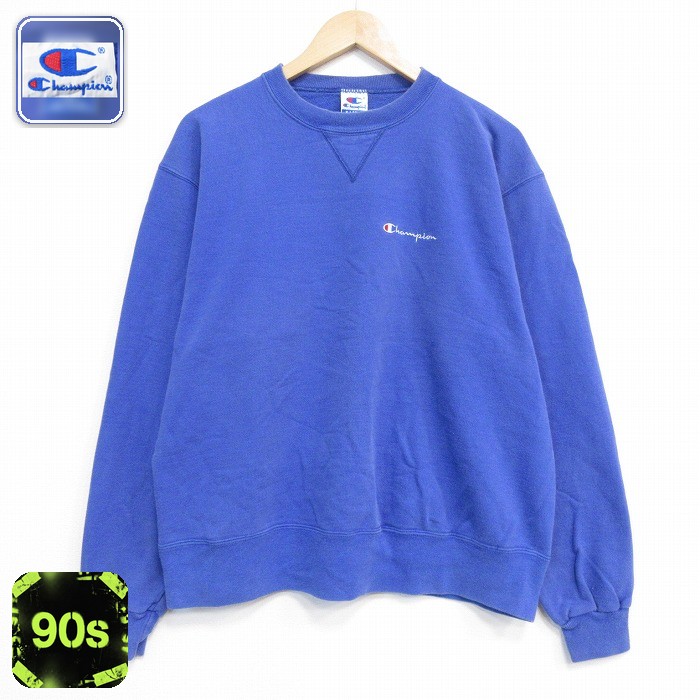 チャンピオン 90s 長袖スウェット ワンポイントロゴ ブルー メンズXL相当 | 古着