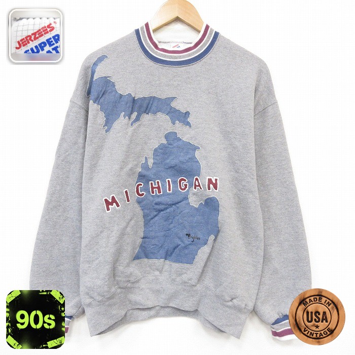 ジャージーズ 90s 長袖スウェット ミシガン グレー メンズL相当 | 古着