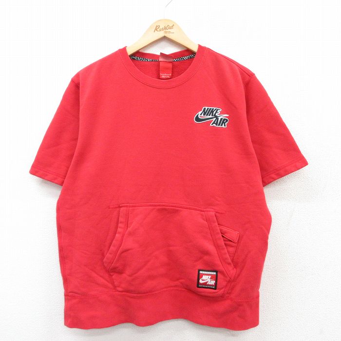 L★古着 ナイキ NIKE 半袖 スウェット メンズ コットン クルーネック 赤 レッド 25apr09 中古 スエット トレーナー トップス