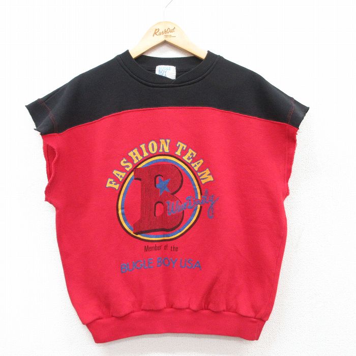 ビューグルボーイ 90s 半袖スウェット ビッグロゴ レッド L | 古着