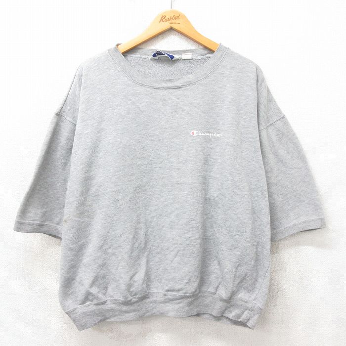 【50%OFF】XL★古着 チャンピオン champion 半袖 スウェット メンズ 大きいサイズ クルーネック グレー 霜降り 25may24 中古 スエット トレーナー トップス