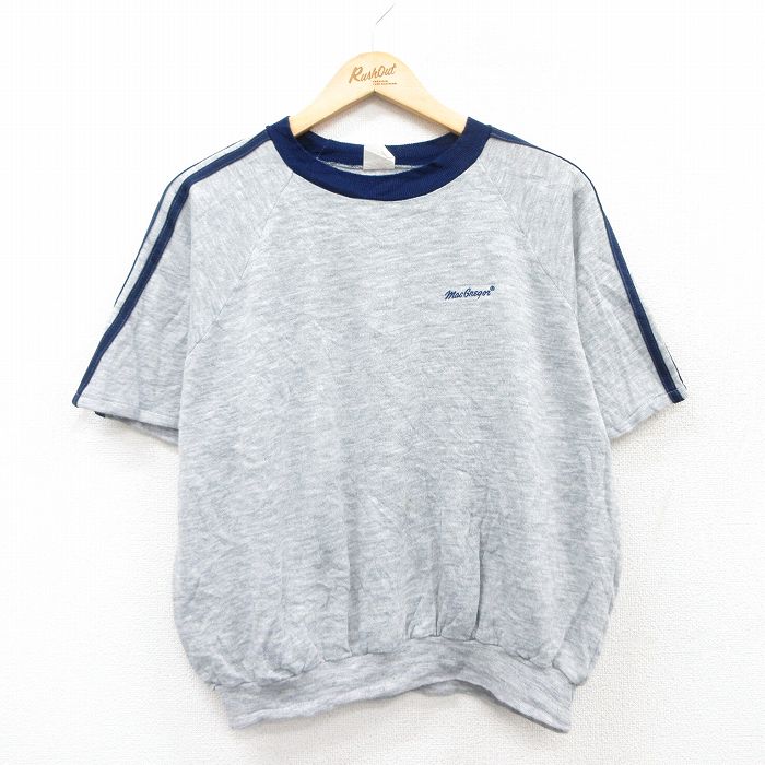 【20%OFF】XL★古着 半袖 スウェット メンズ 80年代 80s ラグラン クルーネック USA製 グレー 霜降り他 25jul08 中古 スエット トレーナー トップス