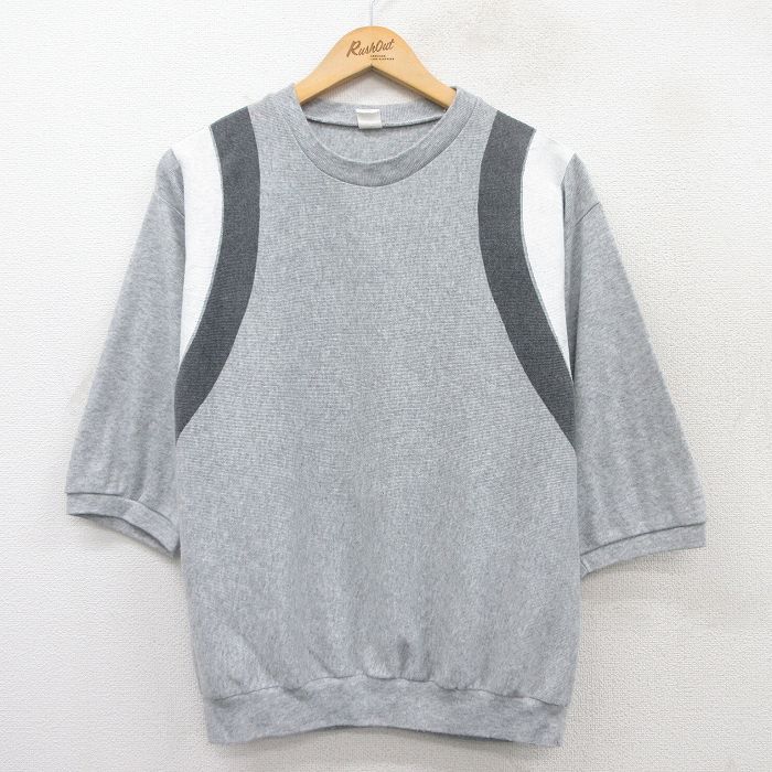 M★古着 半袖 スウェット メンズ 80年代 80s 無地 クルーネック USA製 グレー 霜降り他 【spe】 25jul08 中古 スエット トレーナー トップス