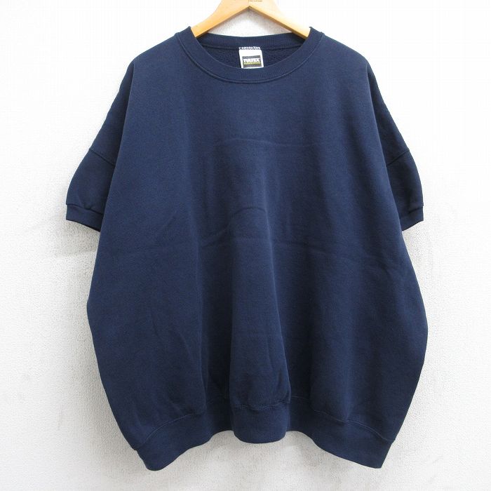 XL★古着 TULTEX 半袖 スウェット メンズ 90年代 90s 無地 大きいサイズ クルーネック USA製 紺 ネイビー 25aug13 中古 スエット トレーナー トップス