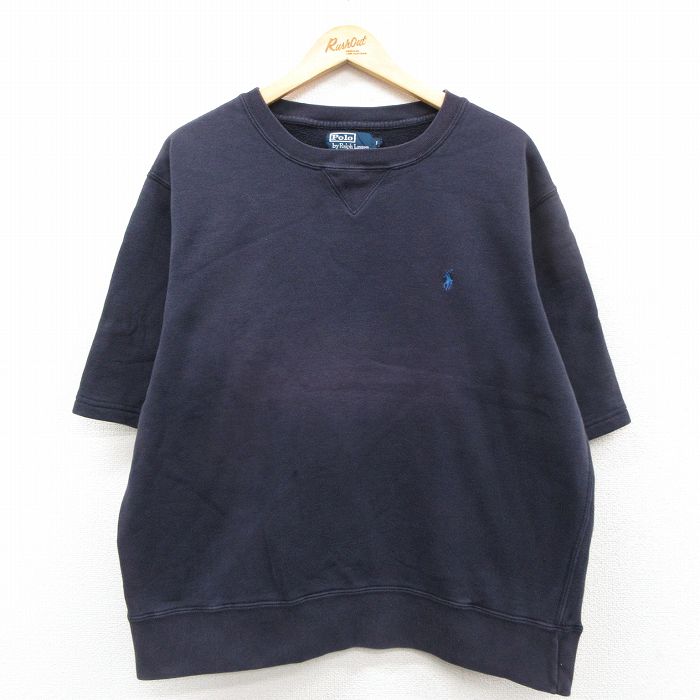 ラルフローレン 90s 半袖スウェット ワンポイントロゴ ネイビー XL | 古着
