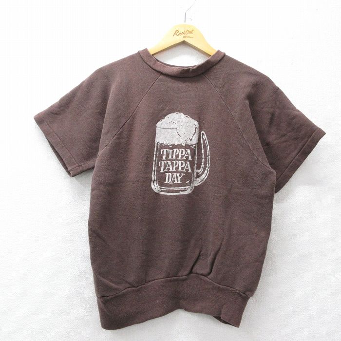 L★古着 半袖 スウェット メンズ 70年代 70s TIPPA TAPPA DAY ラグラン コットン クルーネック 茶【spe】 26feb07