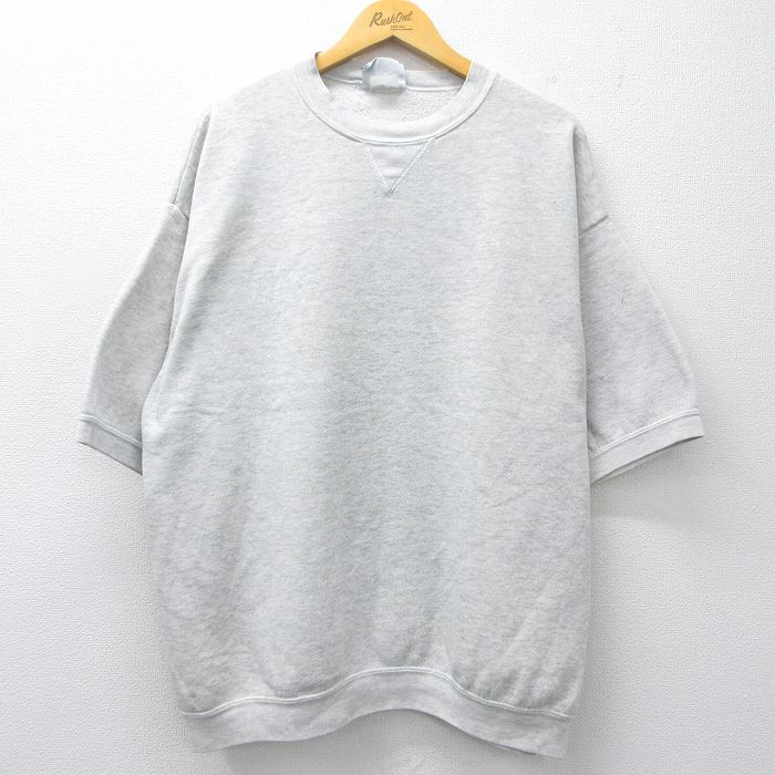 XL★古着 リー Lee 半袖 スウェット メンズ 90年代 90s 無地 クルーネック USA製 グレー 26feb07