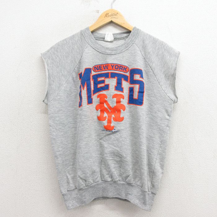 【20%OFF】80s ノースリーブスウェット ニューヨークメッツ グレー L | 古着