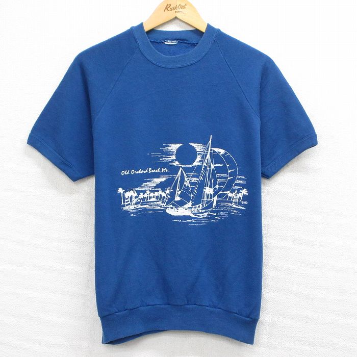 80s 半袖スウェット ヨット ブルー M | 古着