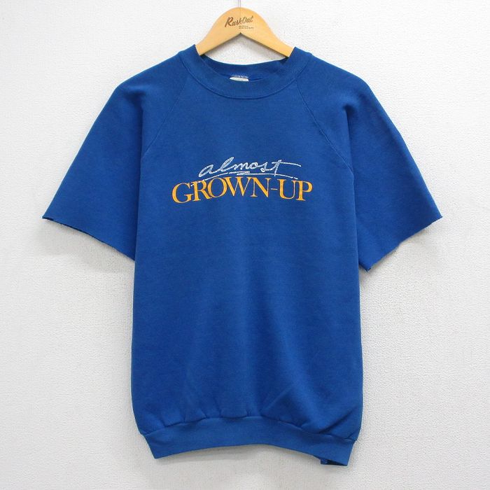 フルーツオブザルーム 90s 半袖スウェット GROWN UP ブルー L | 古着