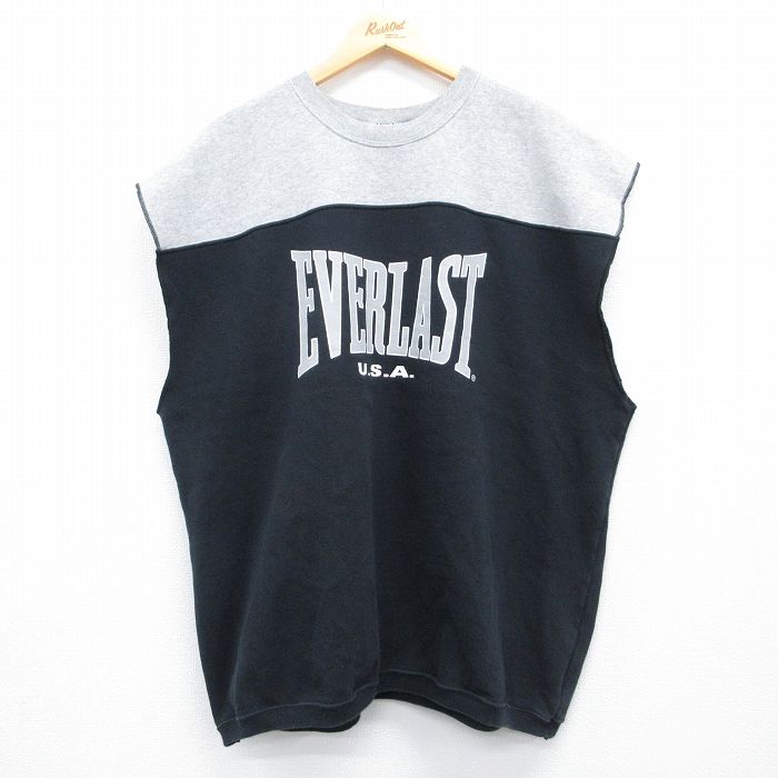 ノースリーブスウェット EVERLAST ブラック メンズXL相当 | 古着