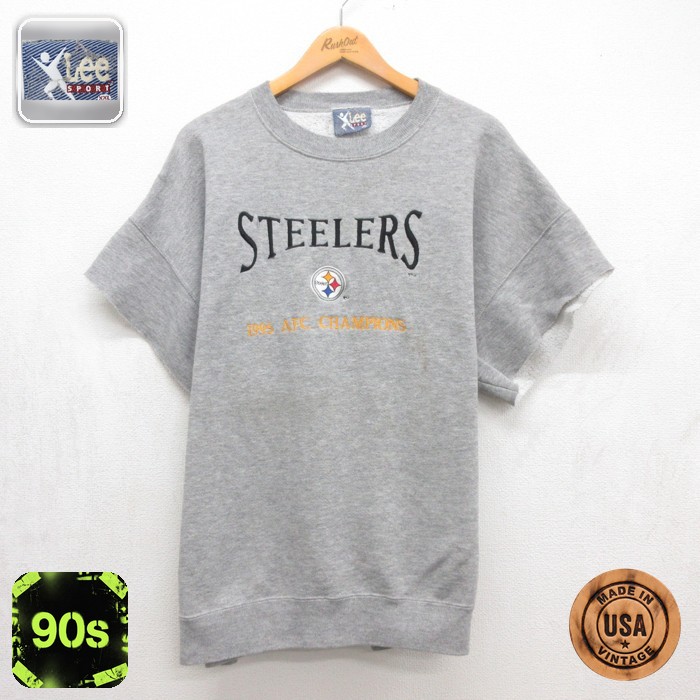 Lee Sport 90s 半袖スウェット NFL ピッツバーグスティーラーズ刺繍 グレー メンズXL相当 | 古着