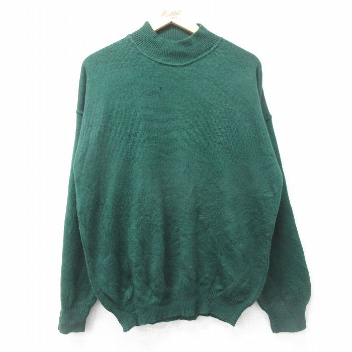 90s 長袖セーター モックネック グリーン XL | 古着