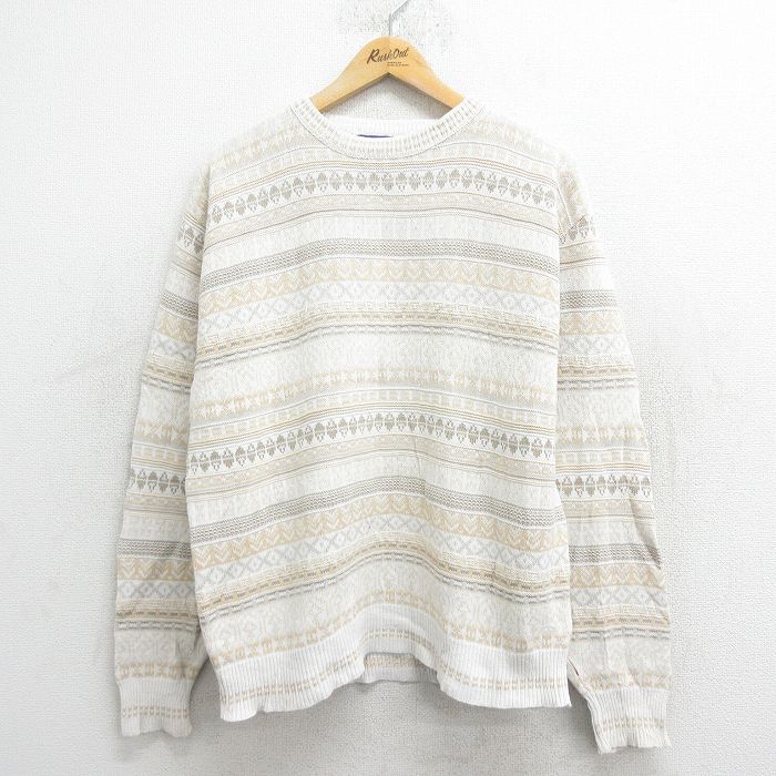 90s 長袖セーター フェアアイル ホワイト XL | 古着