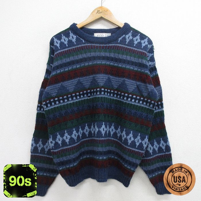 シアーズ 90s 長袖セーター ネイビー M | 古着