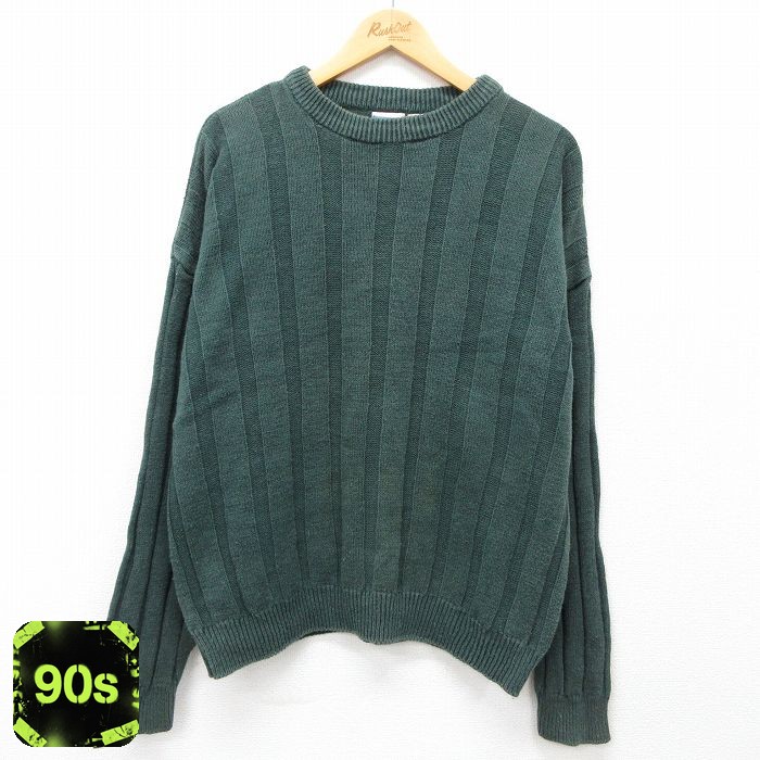 TODAYS NEWS 90s 長袖セーター グリーン XL | 古着