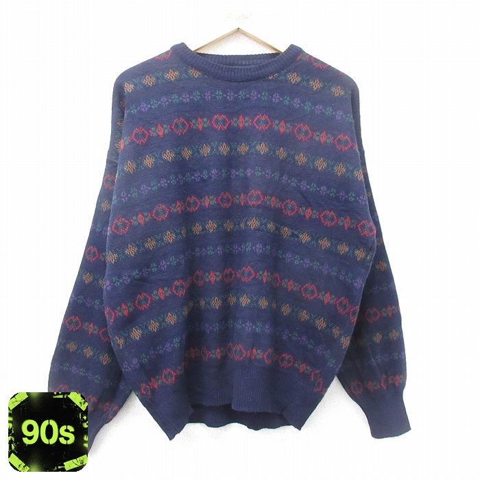 90s 長袖セーター ネイビー メンズXL相当 | 古着