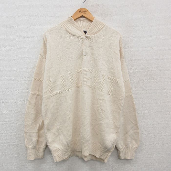 90s ヘンリーネックセーター LUCENT 生成り XL | 古着