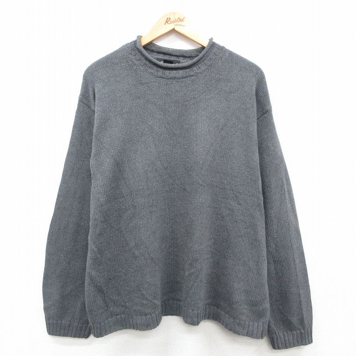 【50%OFF】XL★古着 エディーバウアー 長袖 セーター メンズ 00年代 00s 無地 クルーネック オーストラリア製 グレー 24oct17 中古 ニット トップス