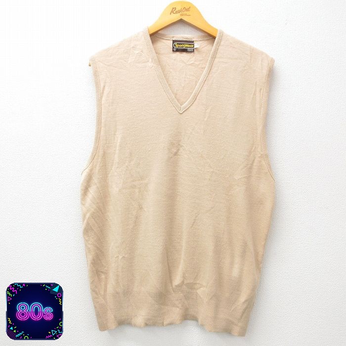 シアーズ 80s ニットベスト Vネック ベージュ L | 古着