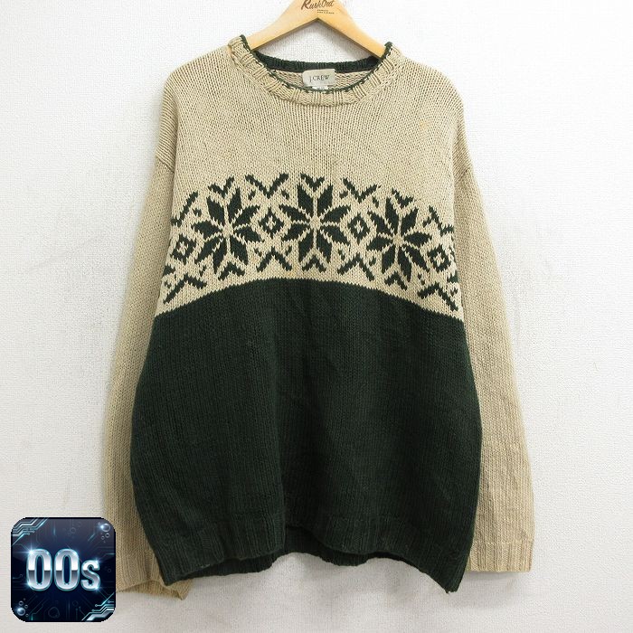 J.CREW 00s 長袖セーター 雪柄 ベージュ XL | 古着