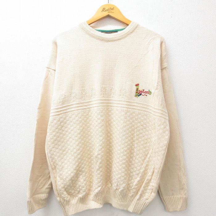 90s 長袖セーター アイルランド製 ベージュ XL | 古着