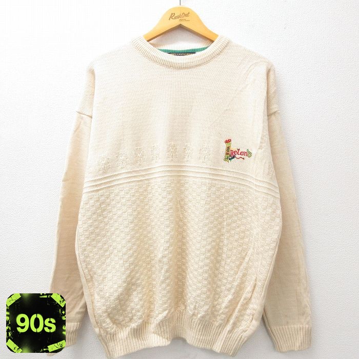 90s 長袖セーター アイルランド製 ベージュ XL | 古着