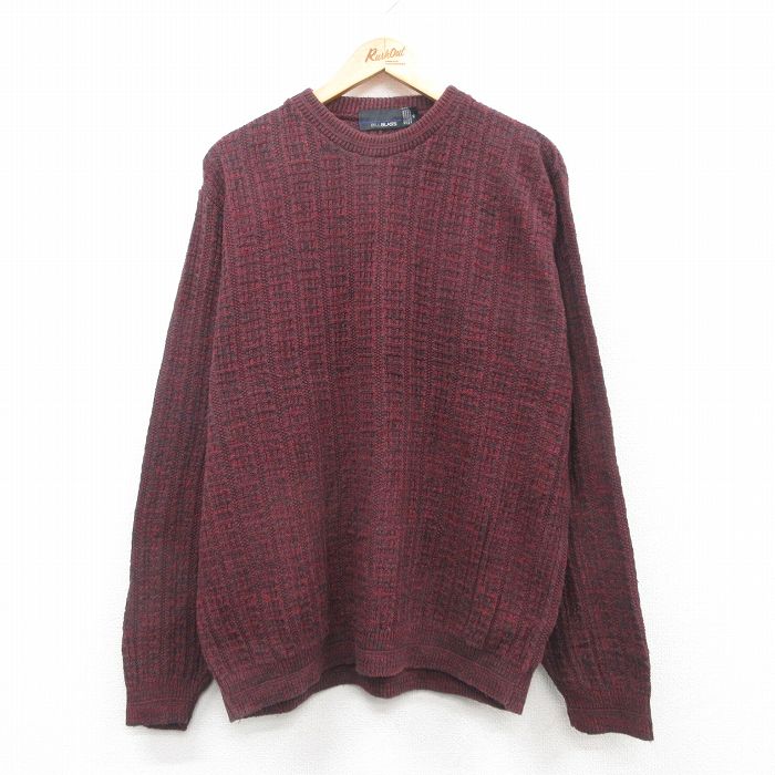 【50%OFF】XL★古着 長袖 セーター メンズ 90年代 90s 手織り クルーネック USA製 エンジ他 24oct30 中古 ニット トップス