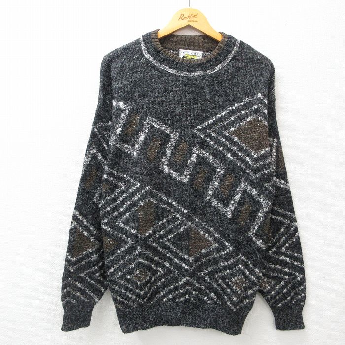 M★古着 ルティグレ 長袖 セーター メンズ 90年代 90s クルーネック USA製 濃グレー他 24nov05 中古 ニット トップス