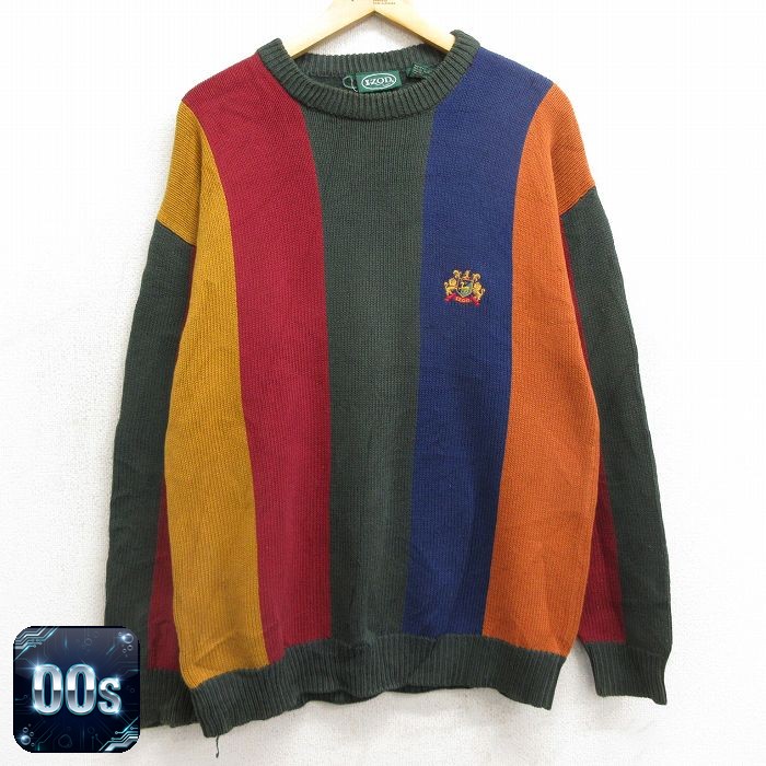 IZOD 00s 長袖セーター ワンポイントロゴ グリーン メンズL相当 | 古着