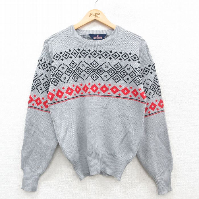 S★古着 長袖 セーター メンズ クルーネック グレー他 24nov12 中古 ニット トップス
