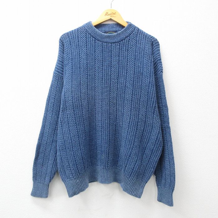 XL★古着 長袖 セーター メンズ 00年代 00s インディゴ染め 大きいサイズ アクリル 紺 ネイビー 24nov16 中古 ニット トップス