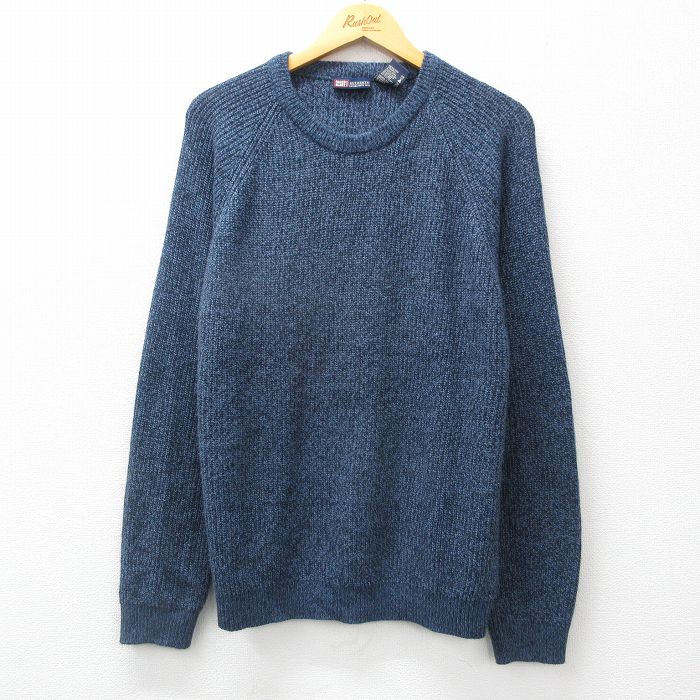 L★古着 FADED GLORY 長袖 セーター メンズ 無地 ラグラン アクリル クルーネック 紺 ネイビー 24nov16 中古 ニット トップス