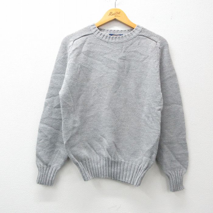 S★古着 タウンクラフト 長袖 セーター メンズ 90年代 90s 無地 アクリル クルーネック グレー 24nov16 中古 ニット トップス