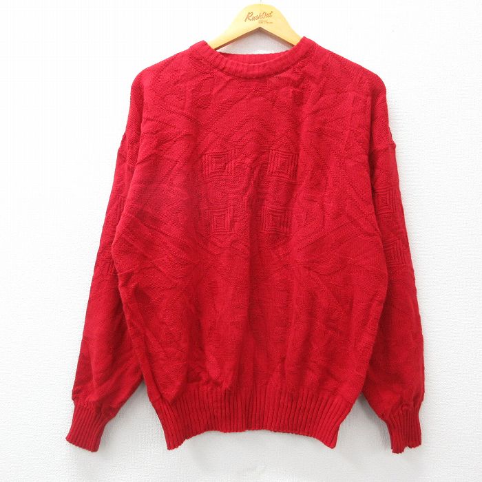 XL★古着 ロンドンフォグ 長袖 セーター メンズ 00年代 00s アクリル クルーネック 赤 レッド 24nov16 中古 ニット トップス