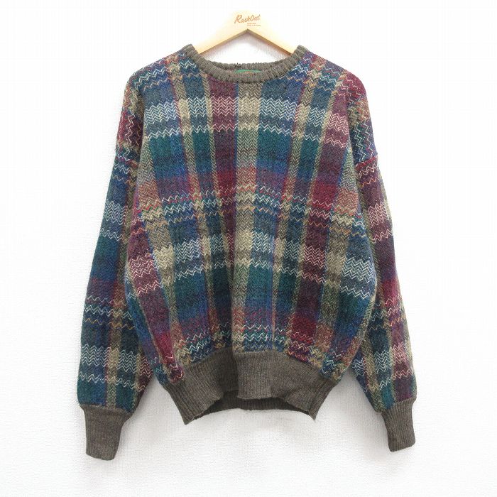 【50%OFF】XL★古着 ボストントレーダーズ 長袖 セーター メンズ 00年代 00s クルーネック 緑他 グリーン 24nov18 中古 ニット トップス