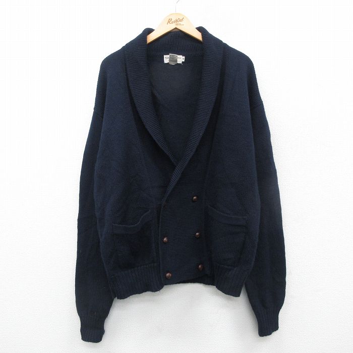XL★古着 アバクロンビー Abercrombie&fitch 長袖 ニット カーディガン メンズ 00年代 00s ウール ショールカラー 紺 ネイビー 【spe】 24nov19 中古 トップス