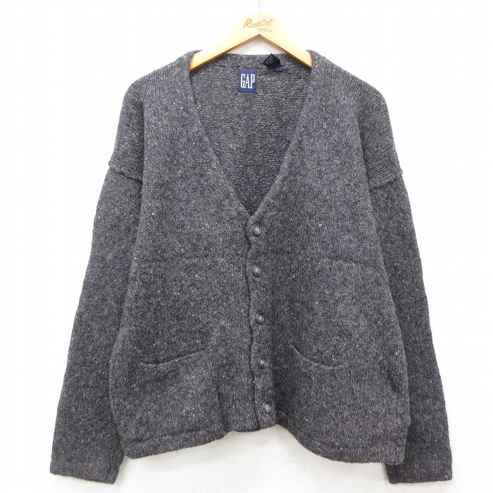 L★古着 ギャップ GAP 長袖 ニット カーディガン メンズ 90年代 90s ウール グレー 【spe】 24dec07 中古 トップス