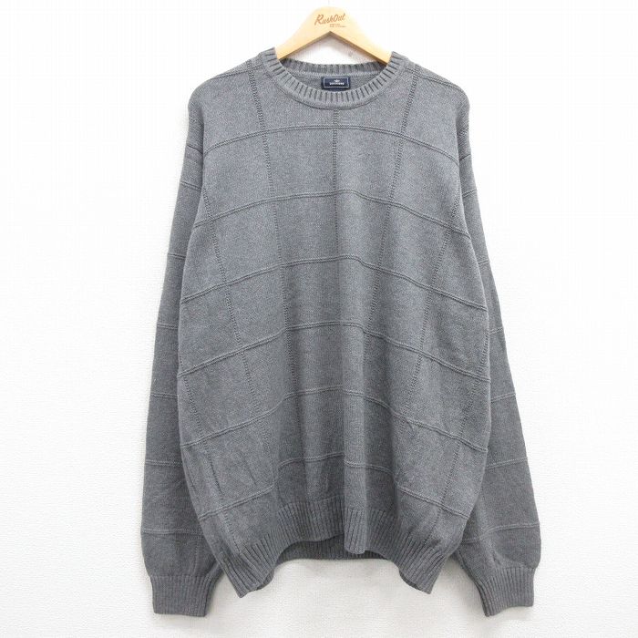 【50%OFF】XL★古着 ドッカーズ 長袖 セーター メンズ 大きいサイズ コットン クルーネック グレー 24dec12 中古 ニット トップス