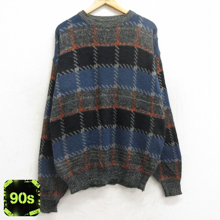 【50%OFF】メンバーズオンリー 90s 長袖セーター チェック グレー メンズXL相当 | 古着