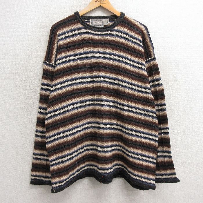 【50%OFF】XL★古着 長袖 セーター メンズ 90年代 90s クルーネック 茶他 ブラウン 【spe】 25jan06 中古 ニット トップス